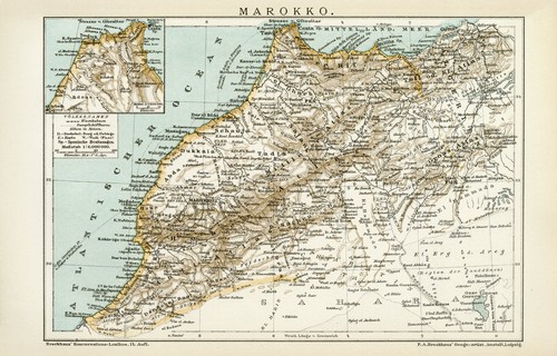 Marokko historische landkarte - historische,